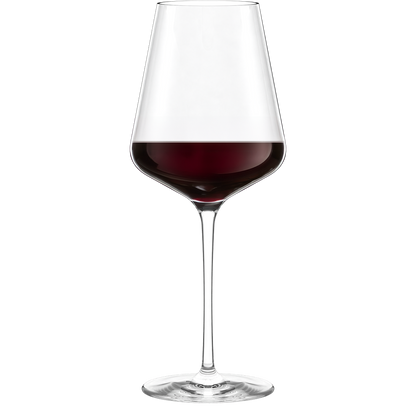 Set of six Stolzle Lausitz Quatrophil Bordeaux wine glasses, 645ml, designed for elegant wine drinking.