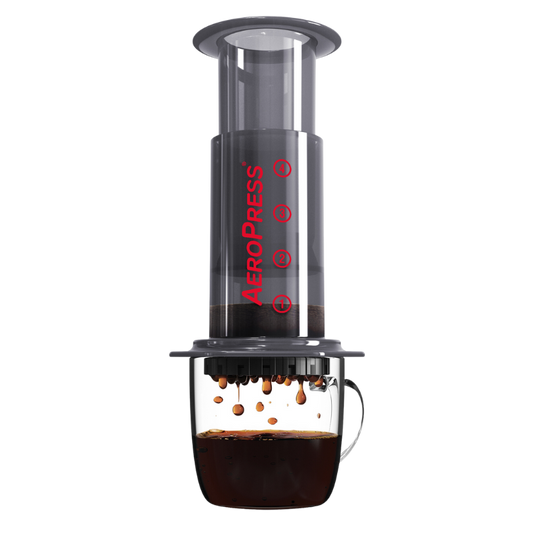 Portable AeroPress Travel Coffee Maker by Contact Coffee Company Ltd., compact gear for quick, fresh coffee on the go.