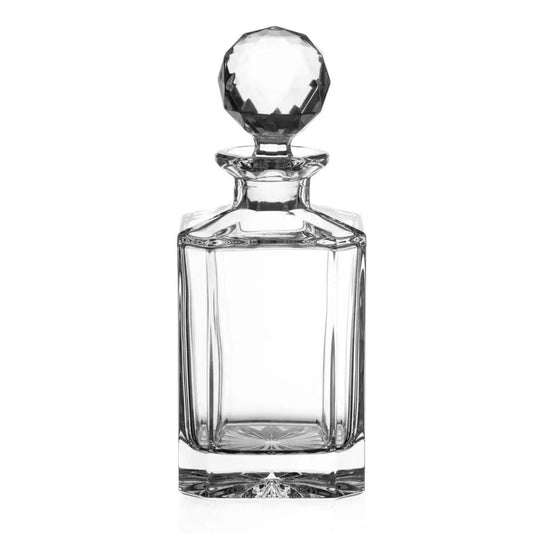 Glassware UK crystal square decanter for whisky, 0.8L, with a sleek plain design, perfect for storing and serving spirits.