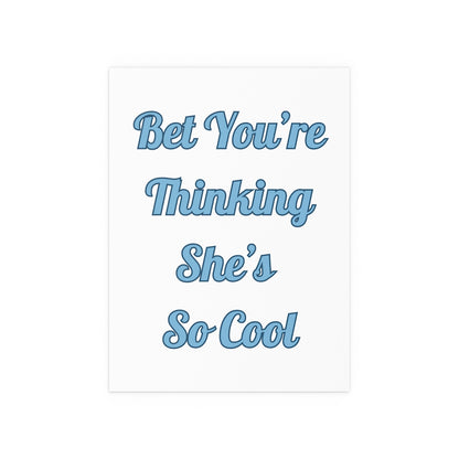 White and blue poster of Gracie Abrams' "That's So True" by Glow On Prints, featuring her portrait and artistic design.