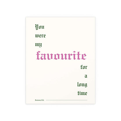 Fontaines DC Favourite poster featuring off-white, pink, and green artwork by Glow On Prints, showcasing vibrant band-inspired design.