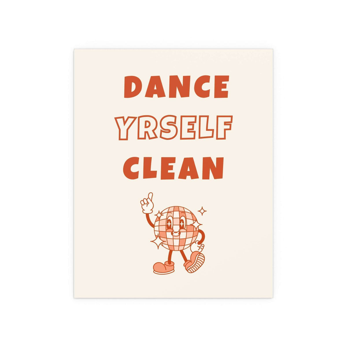LCD Soundsystem Dance Yrself Clean poster in orange and off-white colors, featuring bold graphic design by Glow On Prints.