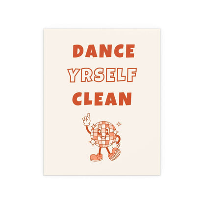LCD Soundsystem Dance Yrself Clean poster in orange and off-white colors, featuring bold graphic design by Glow On Prints.