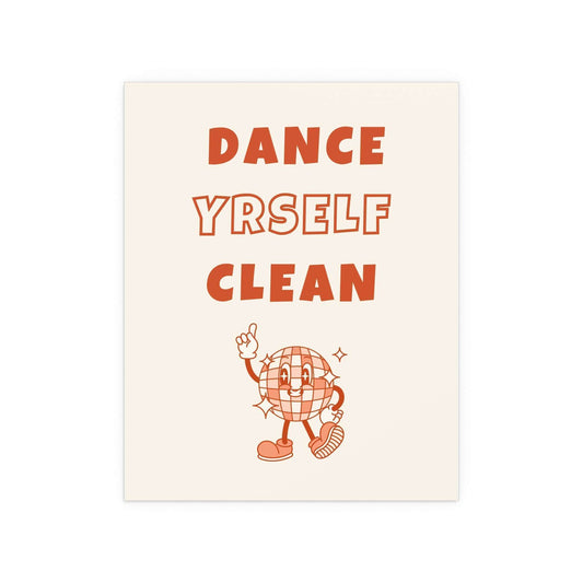 LCD Soundsystem Dance Yrself Clean poster in orange and off-white colors, featuring bold graphic design by Glow On Prints.