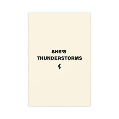 Arctic Monkeys "She's Thunderstorms" poster by Glow On Prints featuring band artwork on a wall display.