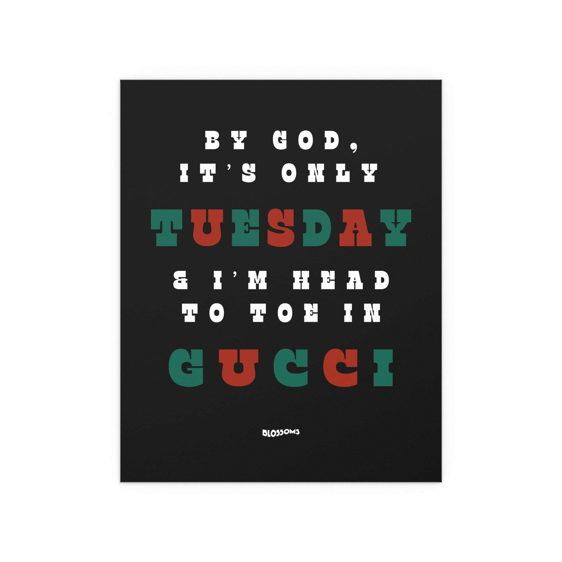 Black, green, and red poster titled "I Like Your Look" by Glow On Prints featuring floral blossom design.
