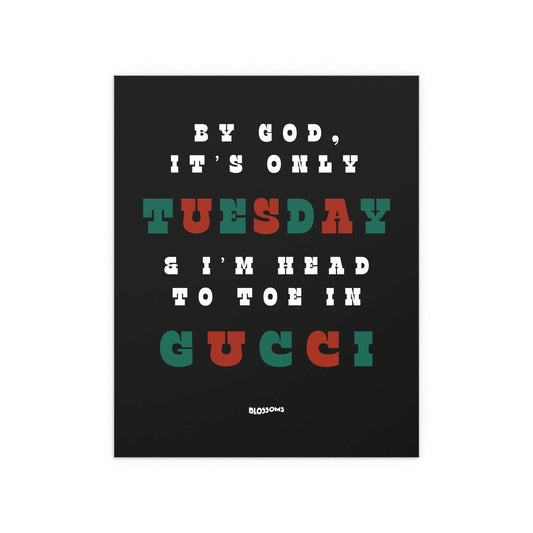 Black, green, and red poster titled "I Like Your Look" by Glow On Prints featuring floral blossom design.