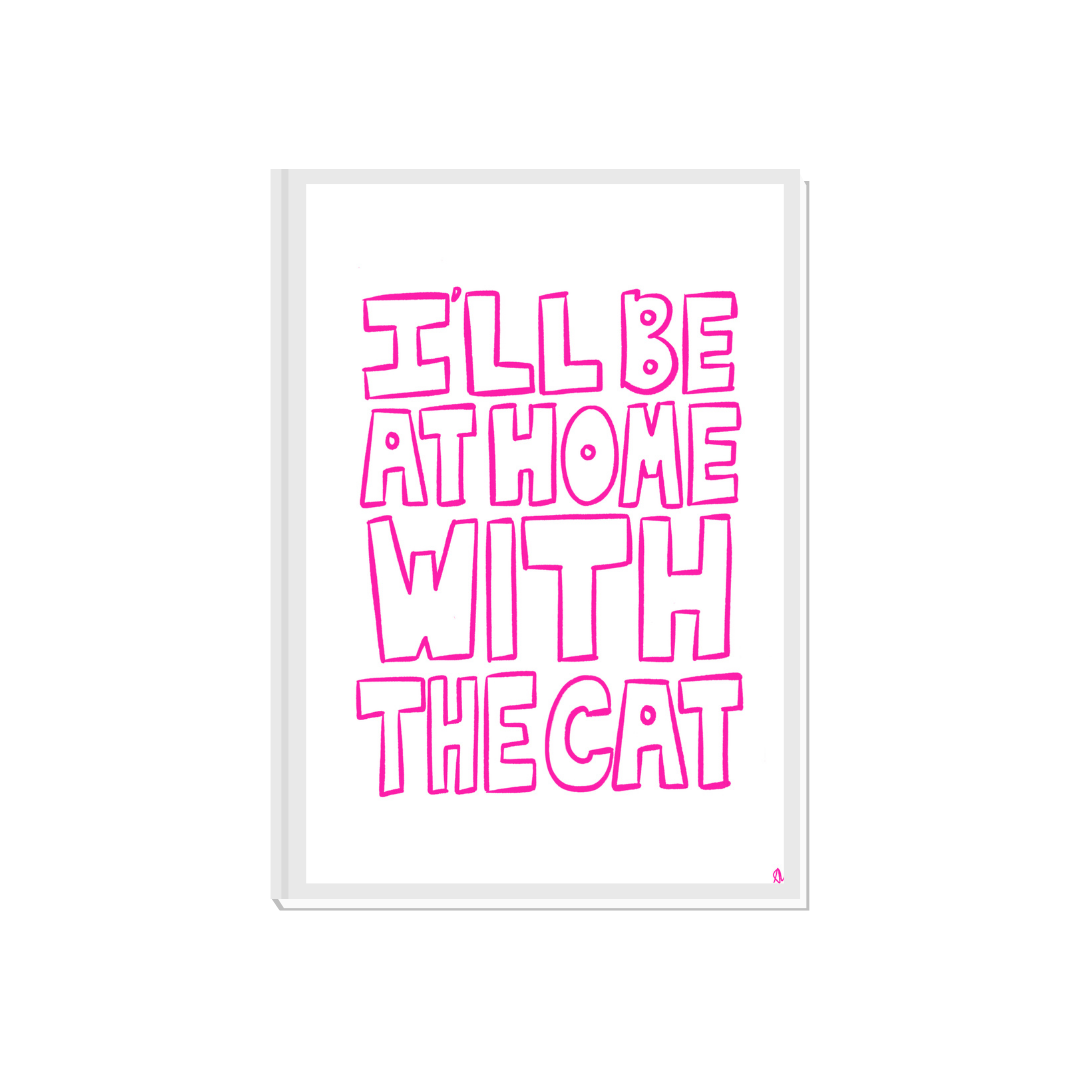 Pink minimalist pet print poster featuring a cute cat design, ideal for home decor, by Peak Prints.