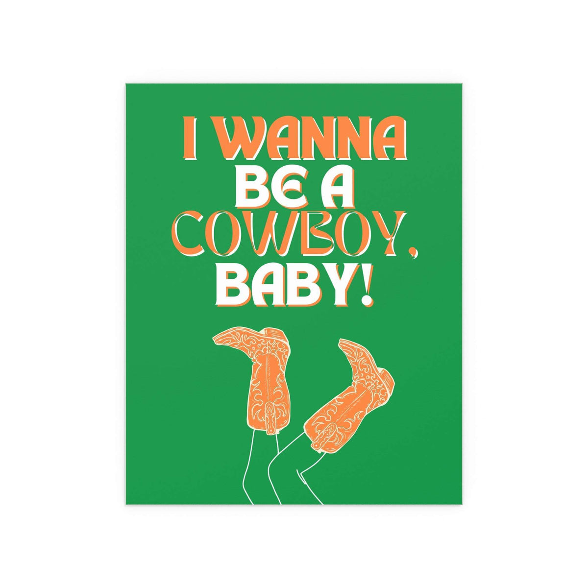 Colorful CMAT "I Wanna Be a Cowboy, Baby" poster by Glow On Prints featuring vibrant tricolour artwork.