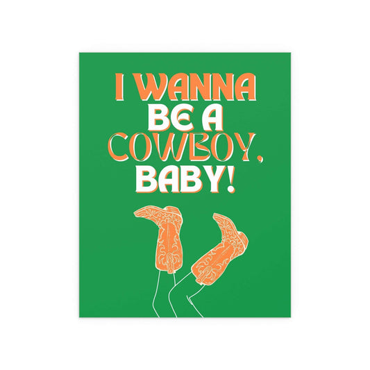 Colorful CMAT "I Wanna Be a Cowboy, Baby" poster by Glow On Prints featuring vibrant tricolour artwork.