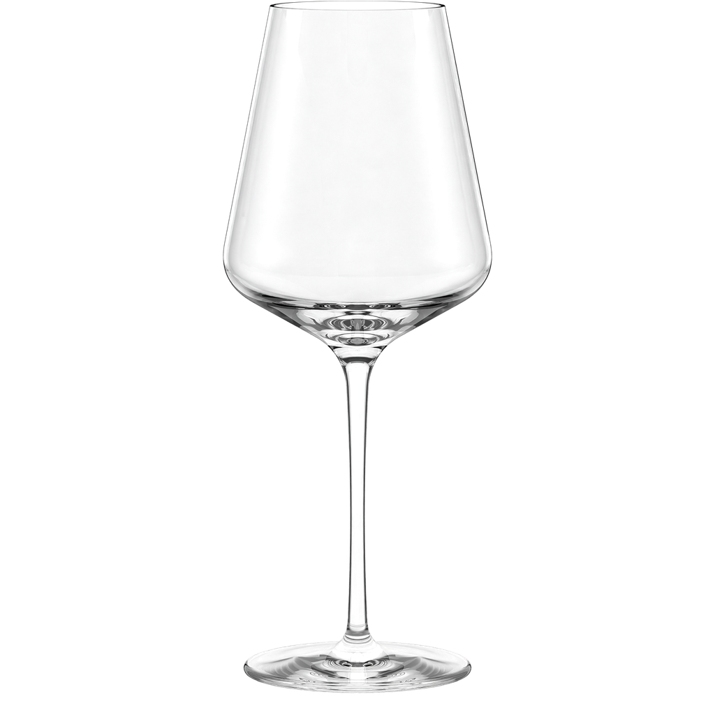 Set of four Stolzle Lausitz Quatrophil Bordeaux wine glasses, 645ml, made of clear glass in a box of six.