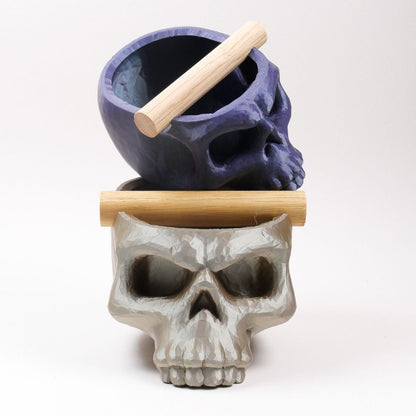 Gothic Skull Espresso Knock Box by KNOCDIC® with oak bar for coffee grounds disposal, featuring a dark skull design.