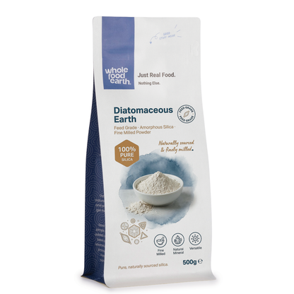 Feed grade diatomaceous earth mineral powder from Whole Food Earth, fine white natural powder for animal feed and health.
