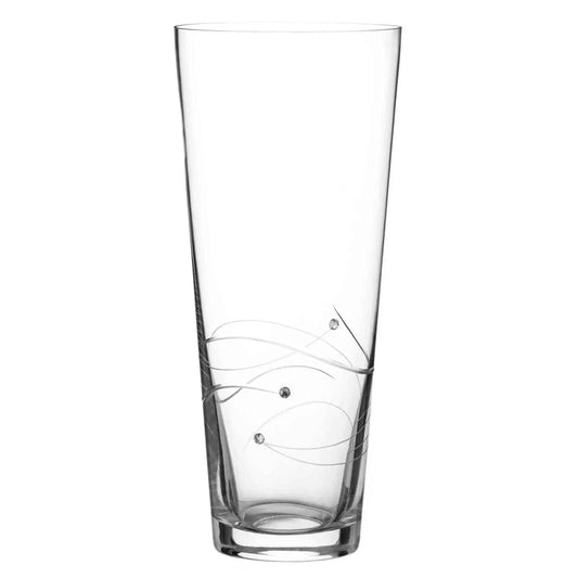 Glassware UK diamante conical vase with spiral design cuts, showcasing a sleek, modern glass vase with intricate detailing.