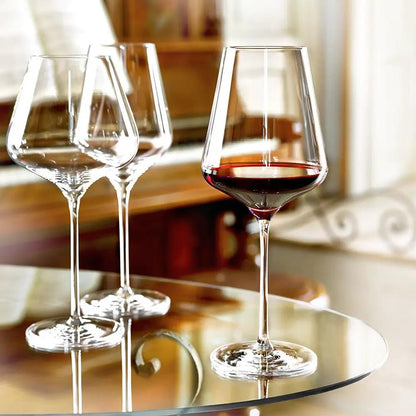 Set of six Stolzle Lausitz Quatrophil Bordeaux wine glasses, 645ml, clear glassware for red wine, by Glassware UK.