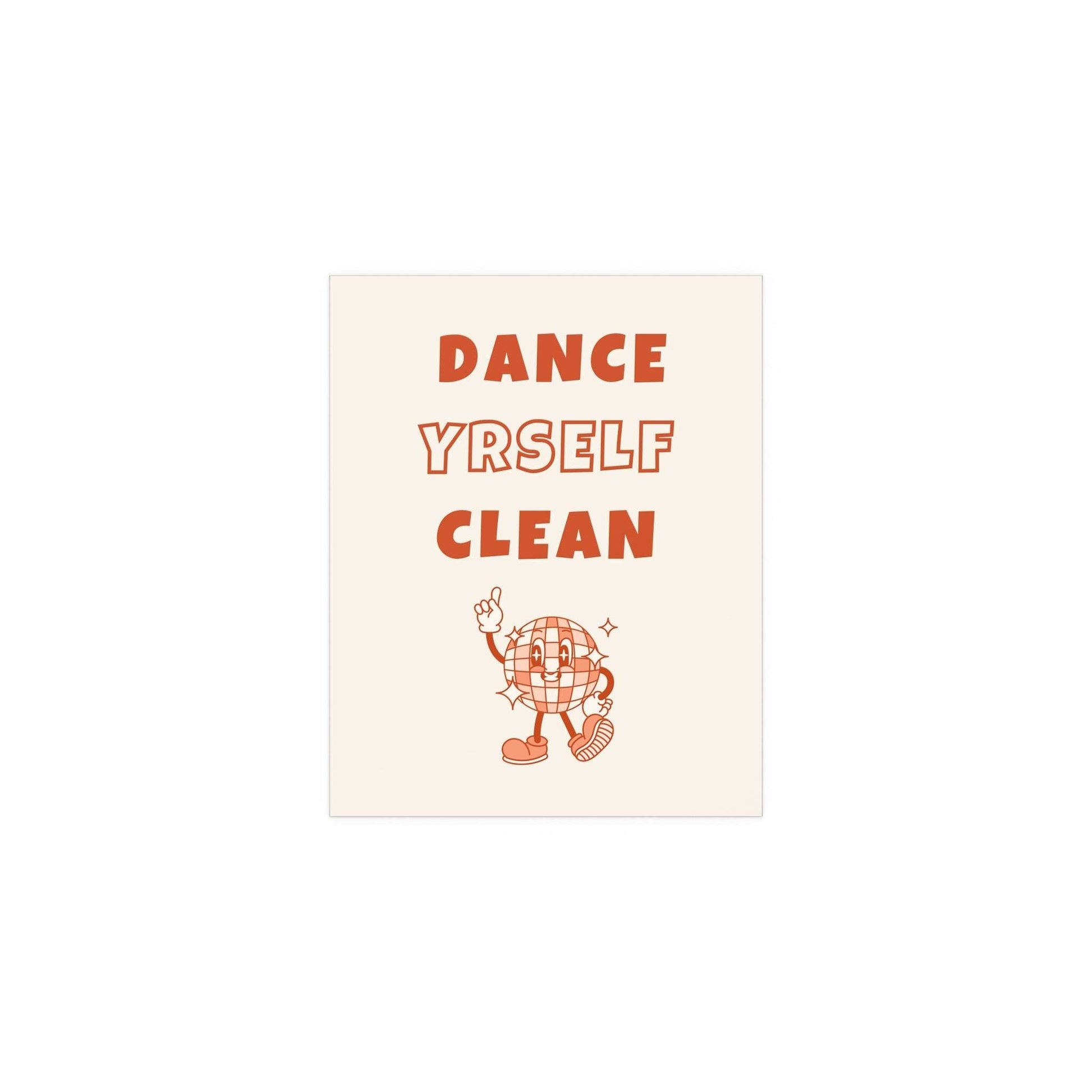Orange and off-white LCD Soundsystem Dance Yrself Clean poster by Glow On Prints, featuring vibrant, music-inspired artwork.