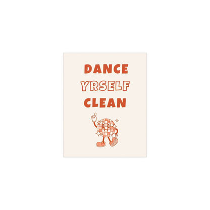Orange and off-white LCD Soundsystem Dance Yrself Clean poster by Glow On Prints, featuring vibrant, music-inspired artwork.