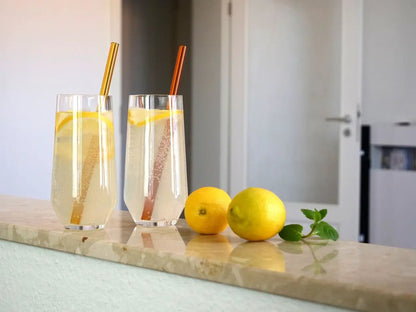 Set of six Stolzle Lausitz Quatrophil highball whisky tumblers, 390ml, clear glassware for spirits and cocktails.