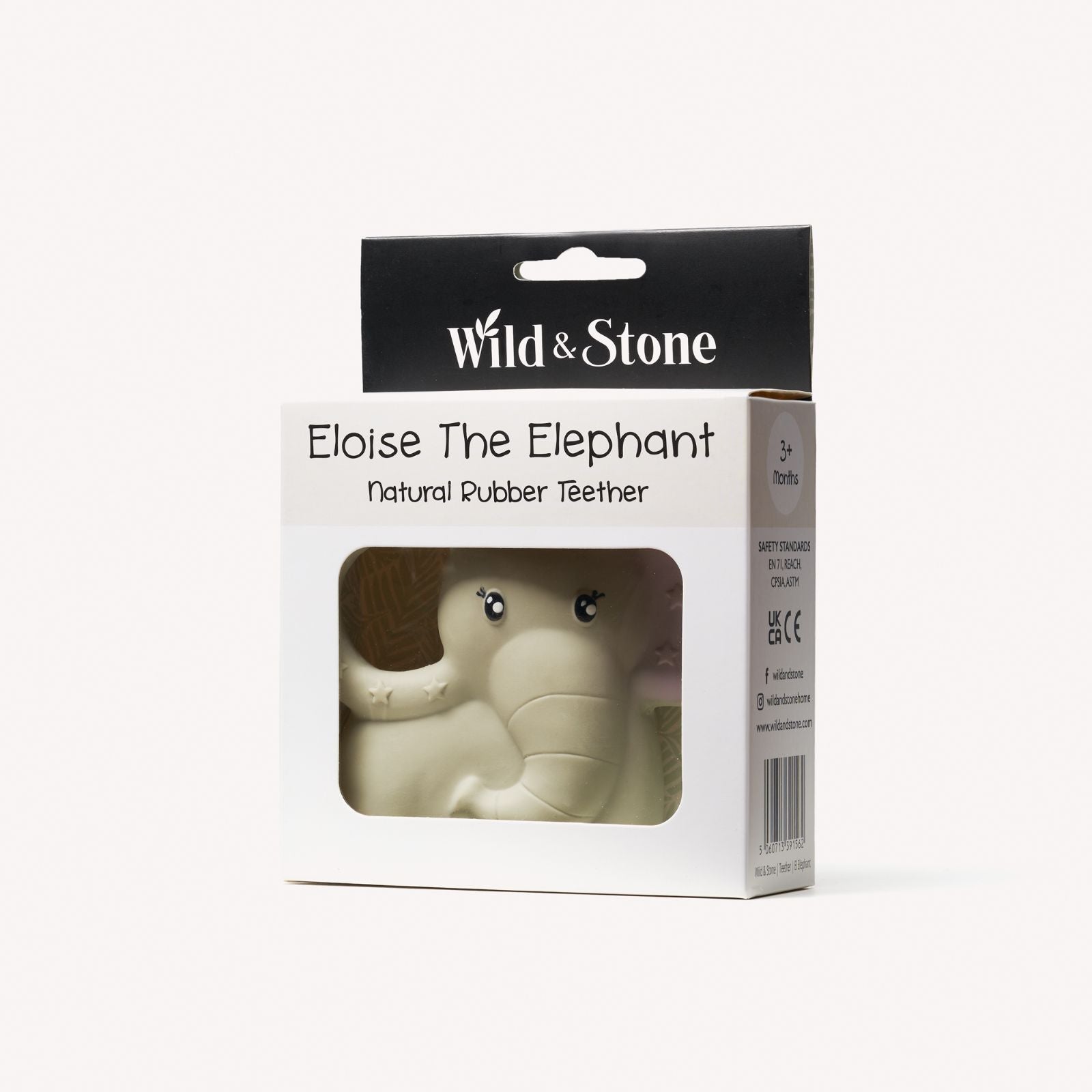 Natural rubber baby teether by Wild And Stone, showing a soft, textured baby teething toy made from eco-friendly material.