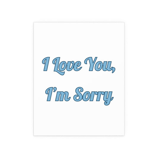 White and blue poster of Gracie Abrams' "I Love You, I'm Sorry" by Glow On Prints, featuring artistic typography and design.