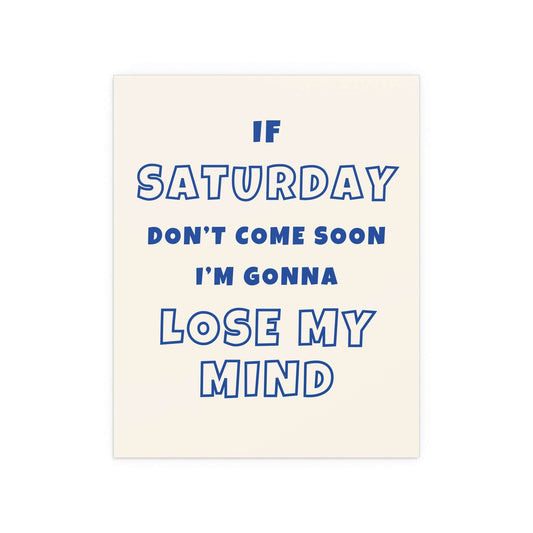 Sam Fender Saturday poster by Glow On Prints featuring off-white and blue design, suitable for music fans and decor.