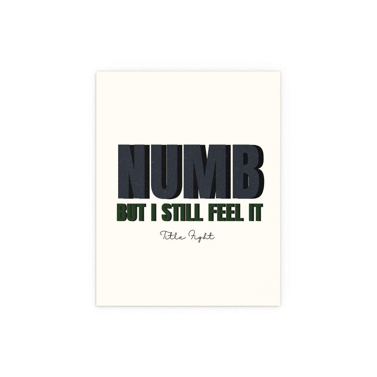 Colorful Title Fight band poster titled "Numb, But I Still Feel It" by Glow On Prints, featuring vibrant graphic design.
