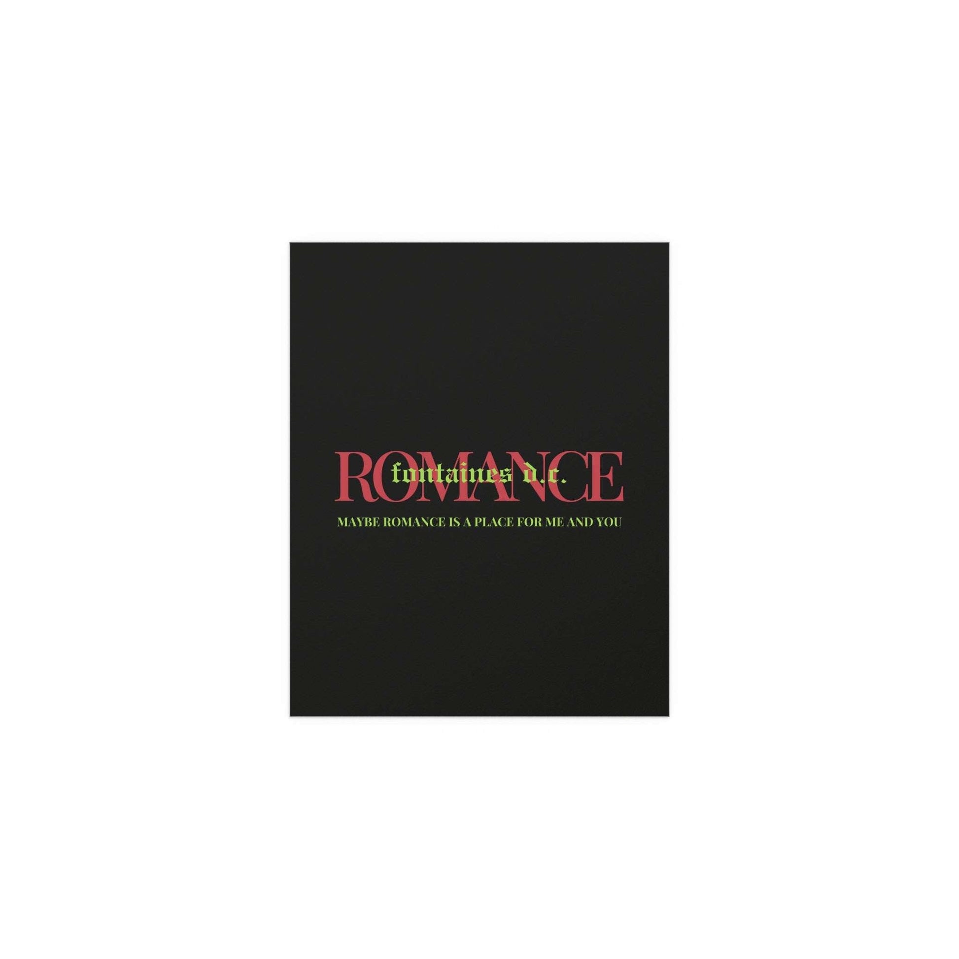 Fontaines DC Romance poster by Glow On Prints featuring band artwork on paper with vibrant colors and detailed design.