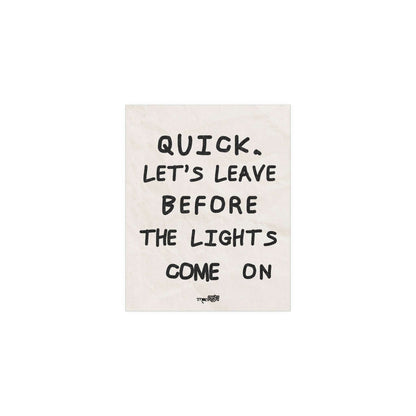 Arctic Monkeys poster titled "Leave Before the Lights Come On" by Glow On Prints, featuring band artwork on a white background.