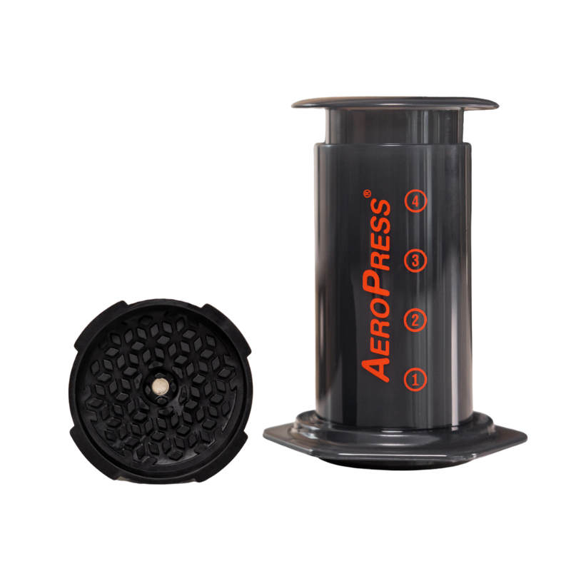 Contact Coffee Company AeroPress Flow Control Filter Cap, a gear accessory for AeroPress coffee makers, shown in black.