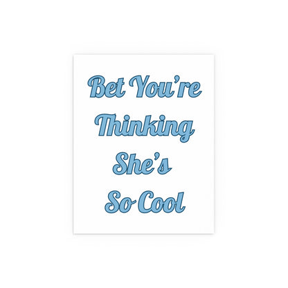 White and blue poster of Gracie Abrams titled "That's So True" by Glow On Prints, featuring her portrait with vibrant colors.