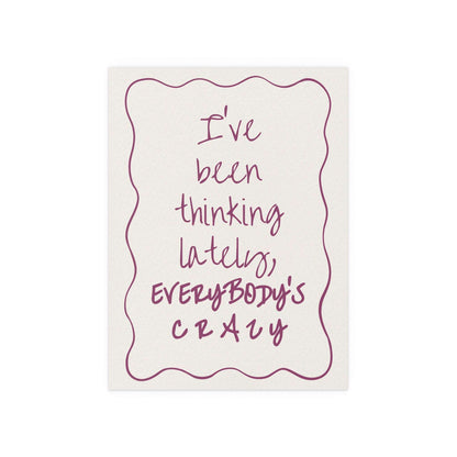 Purple Olivia Dean "Everybody's Crazy" poster by Glow On Prints featuring bold, colorful artwork perfect for wall decor.