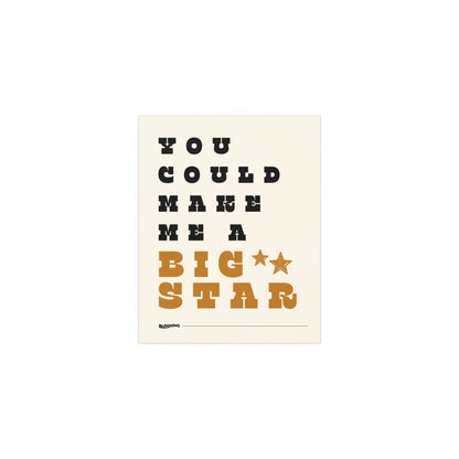 Off-white and black Blossoms - Big Star poster by Glow On Prints featuring gold accents, displayed on a wall.