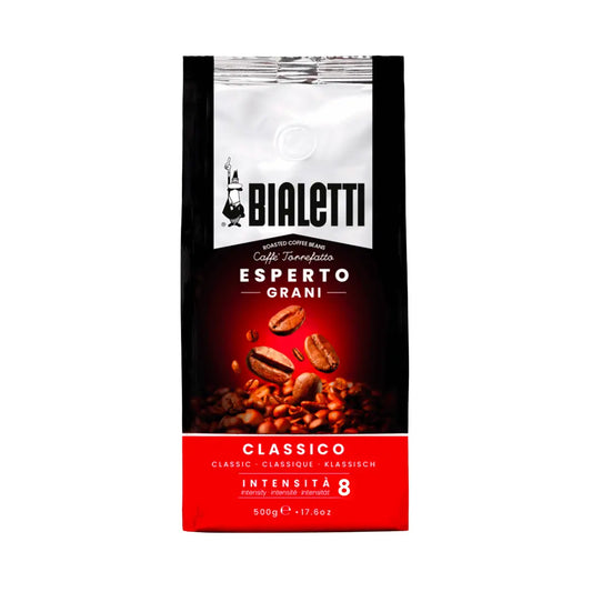Bialetti Brew Italia whole bean coffee in a bag with a label, ready for grinding and brewing for rich, aromatic coffee.