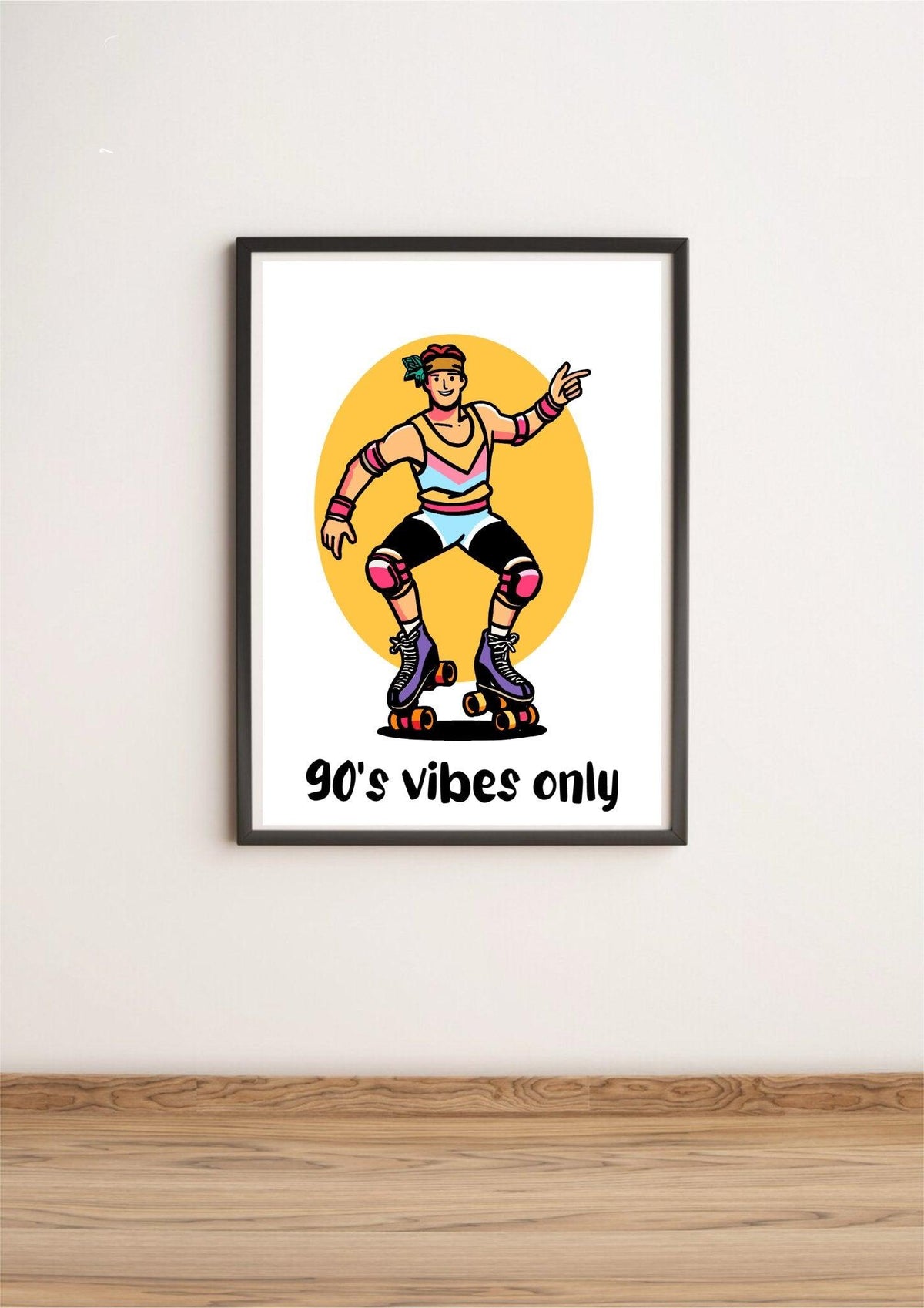 Colorful 90s Vibes Only print by KEOLIX featuring retro-inspired neon and geometric designs on high-quality art paper.