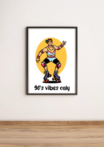 Colorful 90s Vibes Only print by KEOLIX featuring retro-inspired neon and geometric designs on high-quality art paper.
