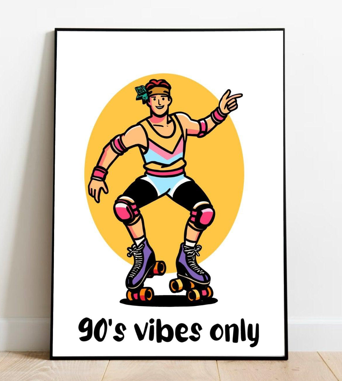 Colorful 90s Vibes Only print by KEOLIX featuring retro-inspired neon and geometric designs on high-quality art print.