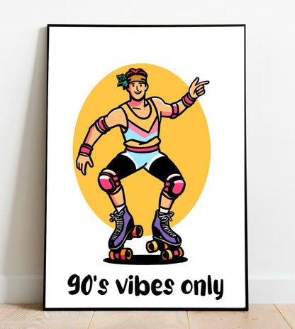 Colorful 90s Vibes Only print by KEOLIX featuring retro-inspired neon and geometric designs on high-quality art print.