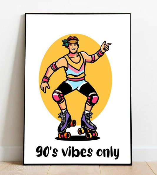 Colorful 90s Vibes Only print by KEOLIX featuring retro-inspired neon and geometric designs on high-quality art print.
