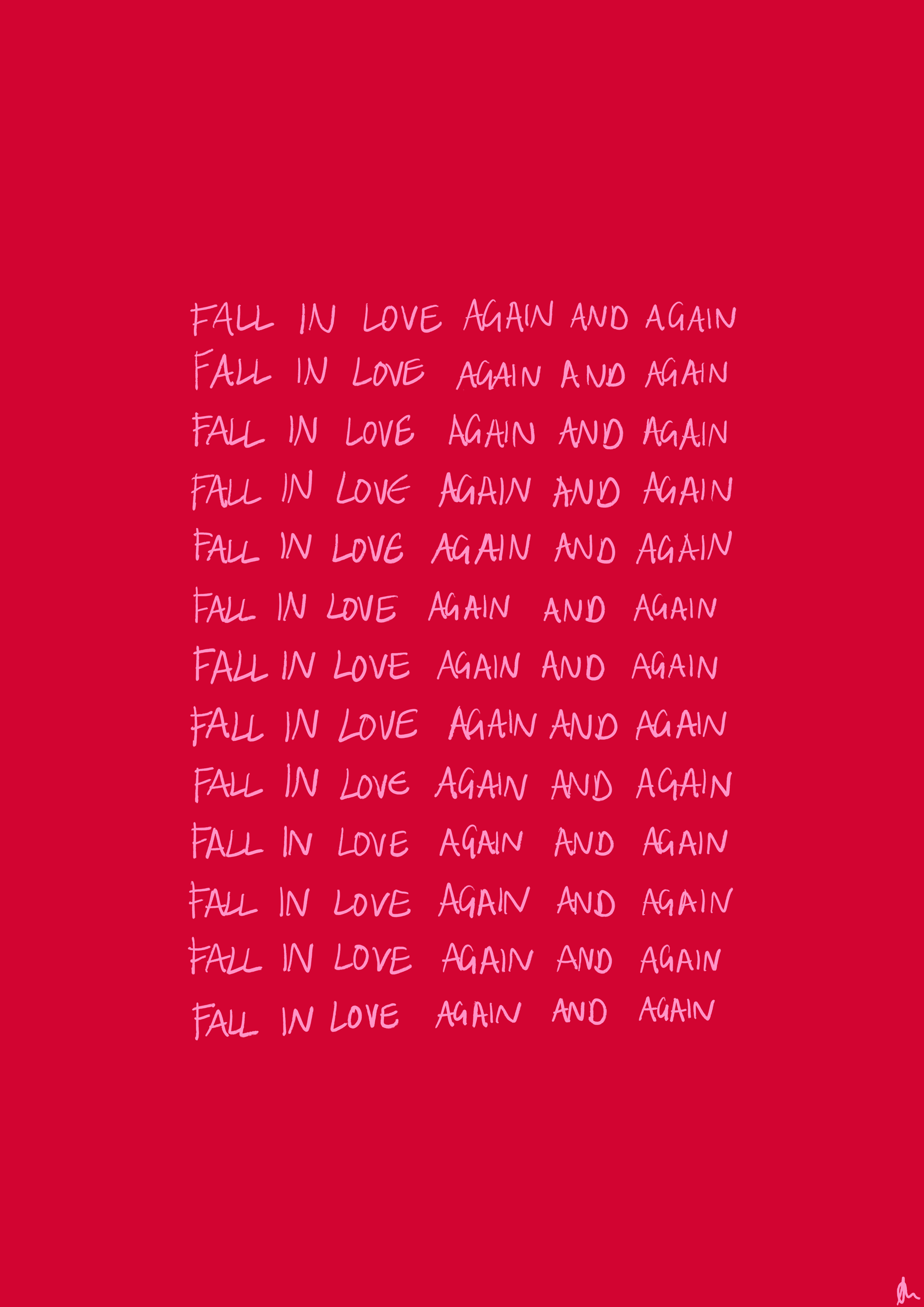 Romantic red Charli XCX music print titled "Fall In Love" by Peak Prints, featuring vibrant red and artistic design on A3 paper.