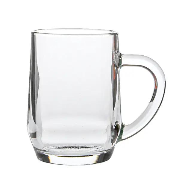 Set of six Heritage Glass Tankards by Glassware UK, 0.27L capacity, clear glass with sturdy handles, perfect for beverages