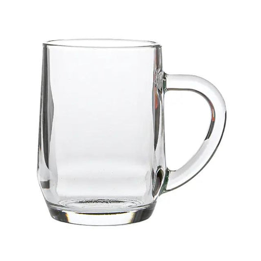 Heritage Glass Tankard by Glassware UK, 0.27L, clear glass with a sturdy handle, designed for serving drinks in a traditional style.