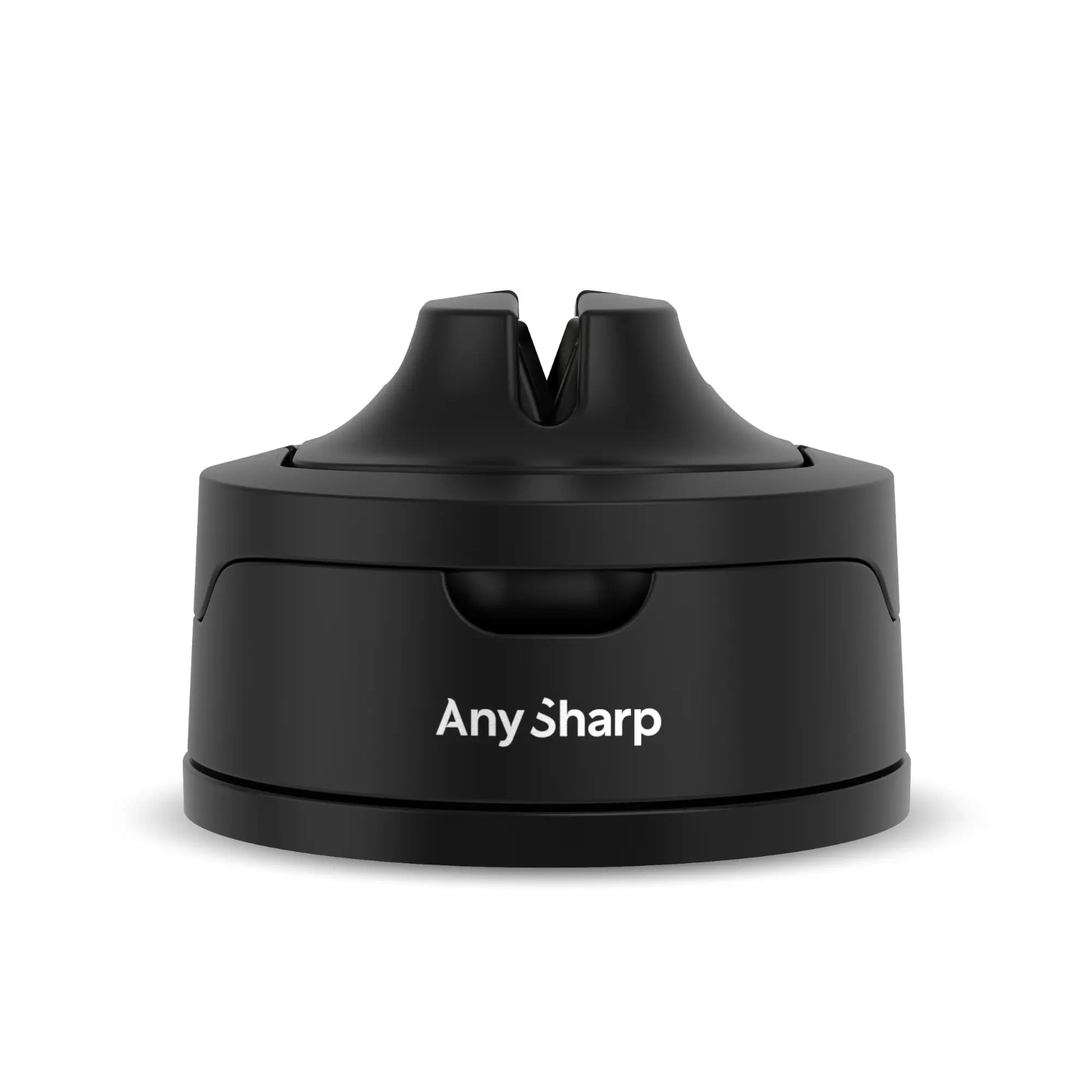 AnySharp Evo Knife Sharpener, compact black knife sharpener with ergonomic handle and sharpening slots for precise edge restoration.