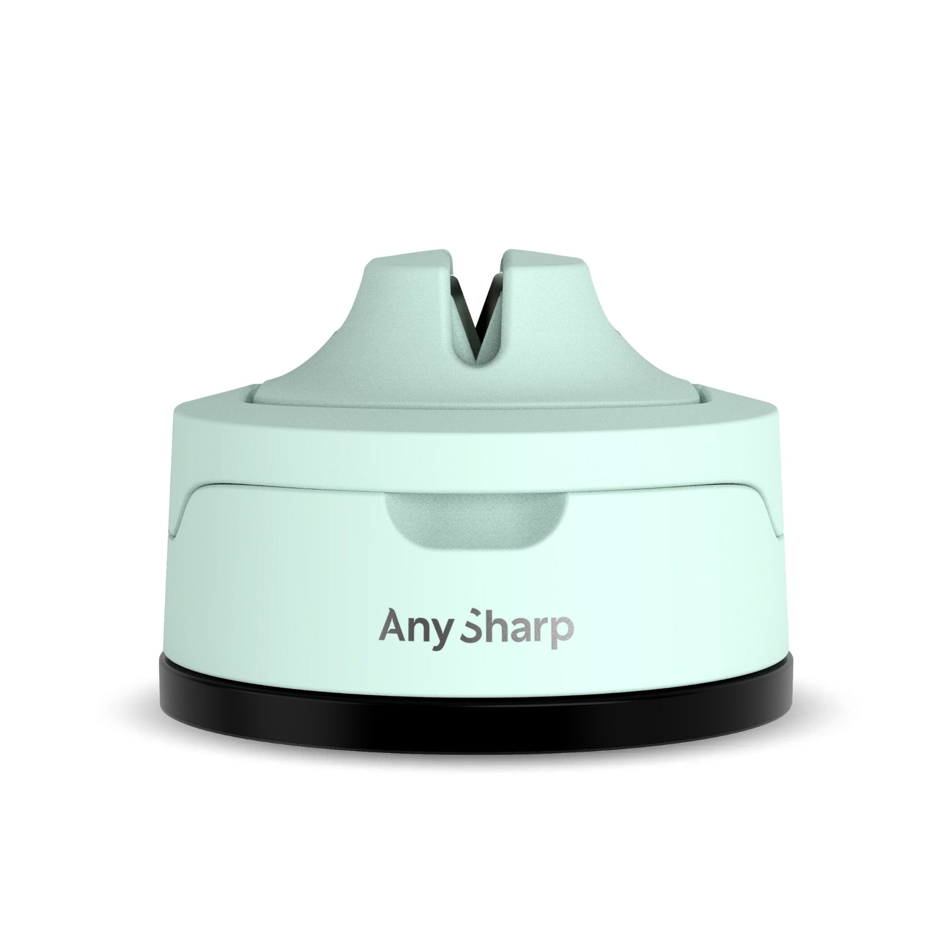 AnySharp Evo Knife Sharpener with blue handle and compact design for easy kitchen blade sharpening.