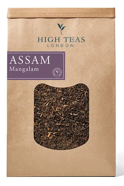 Assam Mangalam FTGFOP1 tea leaves from High Teas, showcasing high-quality, finely rolled Assam Mangalam black tea.