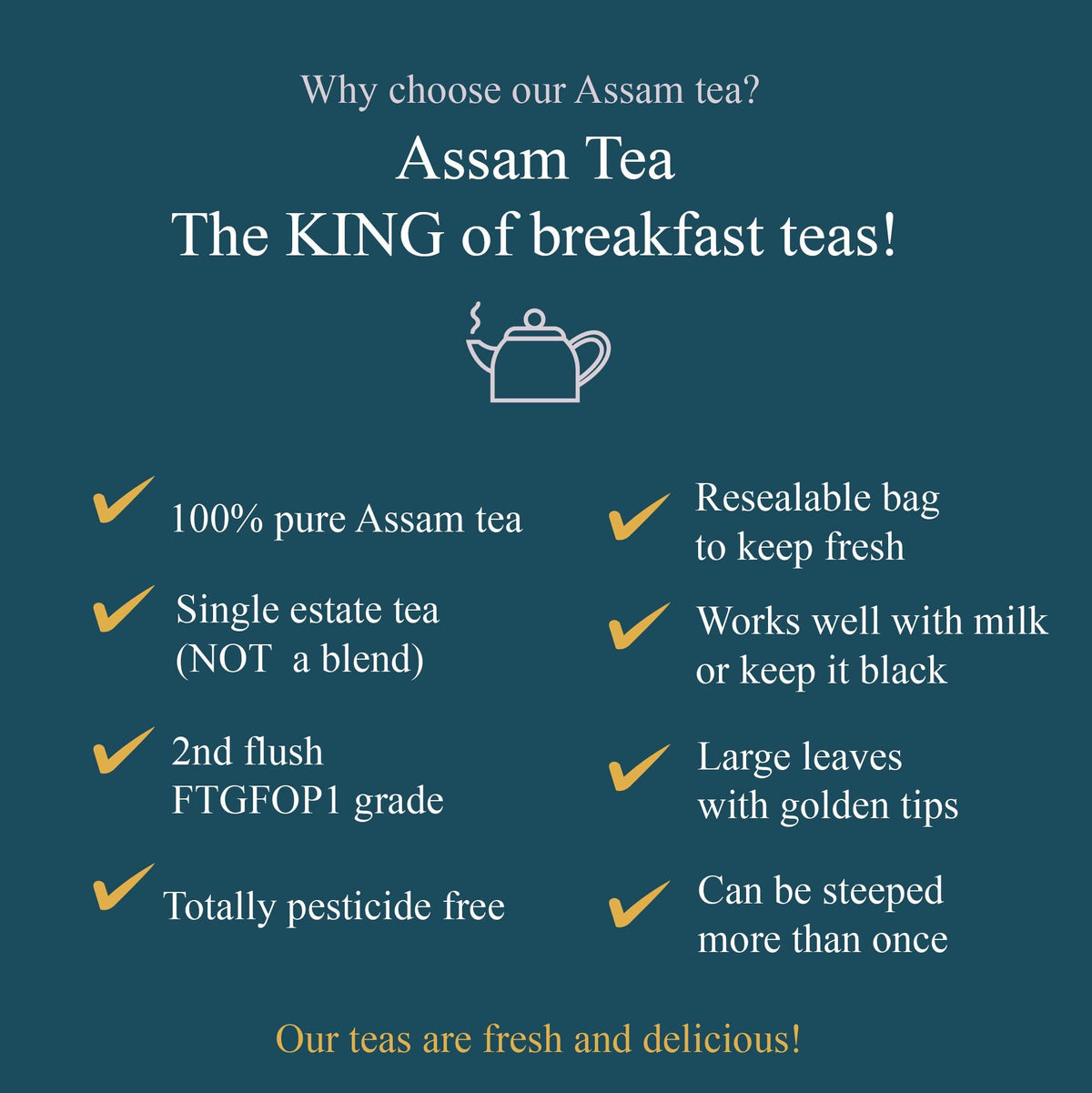 Assam Mangalam FTGFOP1 tea leaves from High Teas, showcasing the rich, golden-brown dried tea leaves in a close-up image.