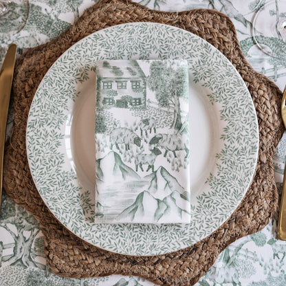 Pair of Lake District Toile napkins from Avalon Home UK with classic floral pattern and soft fabric.