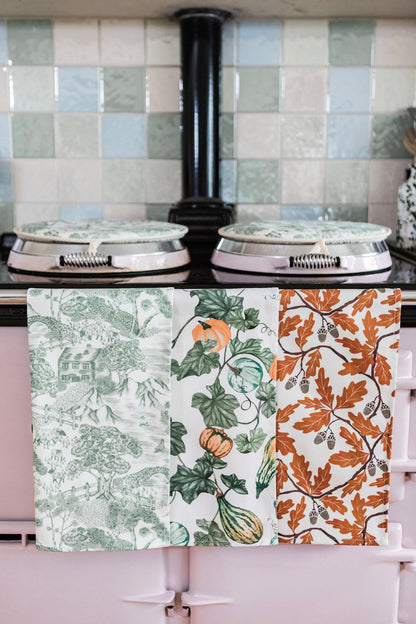 Lake District Toile tea towel by Avalon Home UK featuring scenic landscape design with traditional toile pattern.