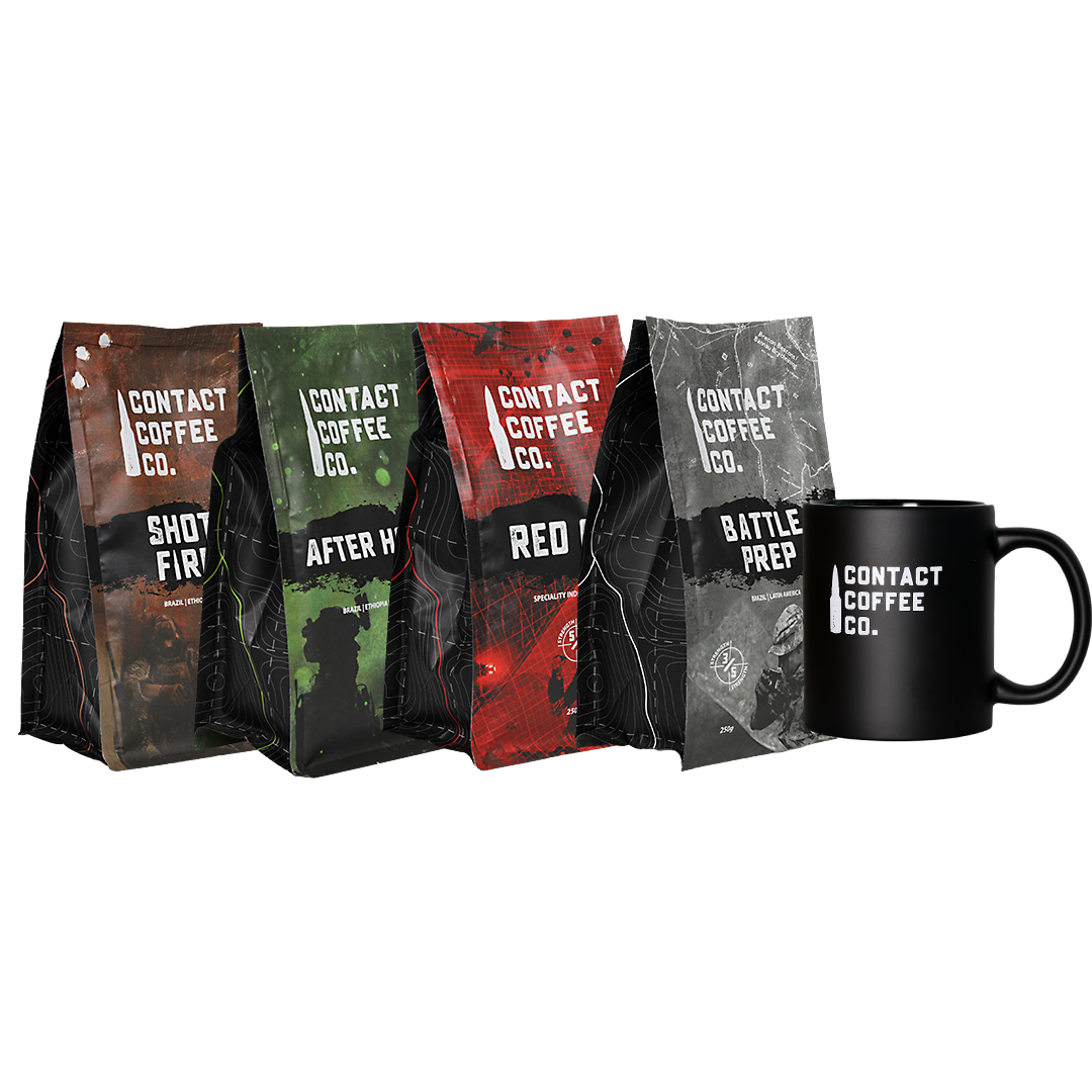 Recce Party Deals by Contact Coffee Company Ltd., featuring a variety of coffee products in colorful packaging.