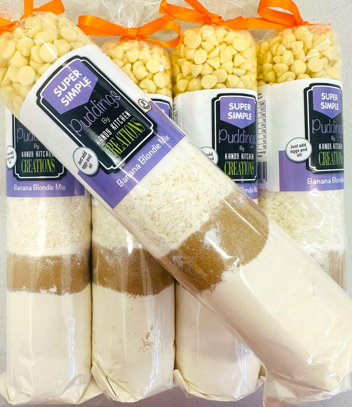 Banana blondie mix by Crafty Cook, gluten-free baking mix with banana flavor, displayed in a close-up image.