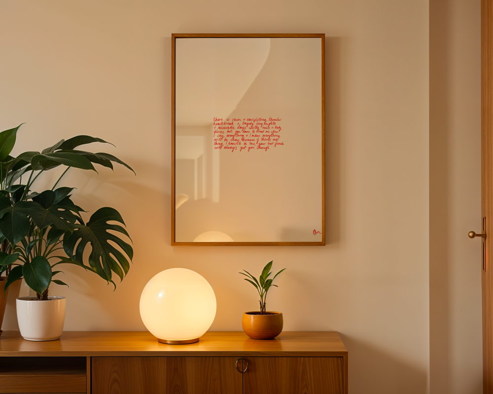 Minimalist red art print featuring a best friends poem, relatable wall decor by Peak Prints for friendship-themed home decor.